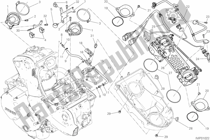 Wszystkie części do Korpus Przepustnicy Ducati Monster 1200 S 2020